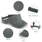 Unisex Summer Denim Sun Visor Cap Breathable Washed Running Hat - Rose-Red V528-HOLLOW-HAT-ROSE-RED-672051
