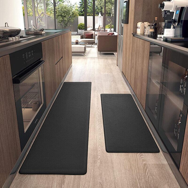 44x75cm Non-Slip Waterproof Kitchen Door Mat Floor Rug Carpet Anti-Oil Easy Clean - Grey V528-HOMEMAT-GREY-44-75CM-228137