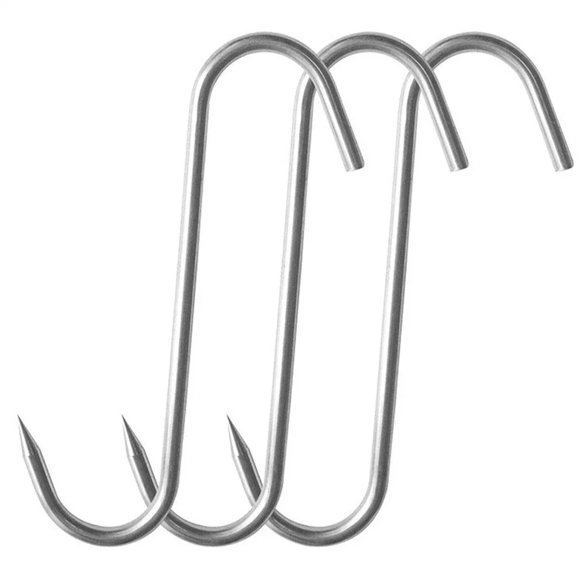 10PCS Steel S Meat Hooks for Beef Pork Lamb Roast Duck BBQ Grill Oven Hanging - L V528-HOOK-L-10PCS-386029