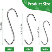 10PCS Steel S Meat Hooks for Beef Pork Lamb Roast Duck BBQ Grill Oven Hanging - S V528-HOOK-S-10PCS-210275