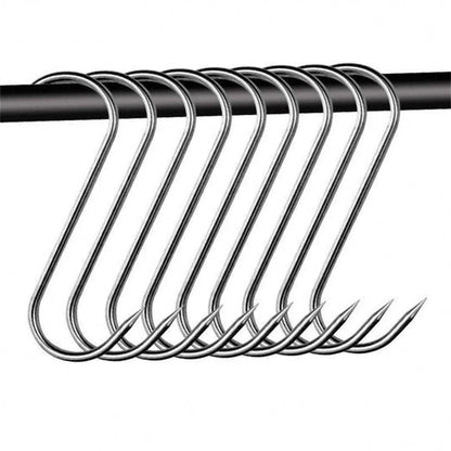 10PCS Steel S Meat Hooks for Beef Pork Lamb Roast Duck BBQ Grill Oven Hanging - S V528-HOOK-S-10PCS-210275