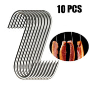 10PCS Steel S Meat Hooks for Beef Pork Lamb Roast Duck BBQ Grill Oven Hanging - S V528-HOOK-S-10PCS-210275
