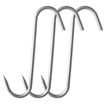 10PCS Steel S Meat Hooks for Beef Pork Lamb Roast Duck BBQ Grill Oven Hanging - S V528-HOOK-S-10PCS-210275