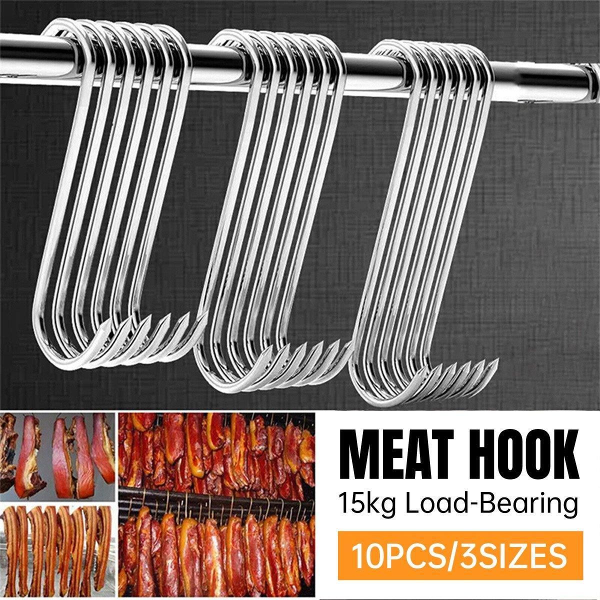 10PCS Steel S Meat Hooks for Beef Pork Lamb Roast Duck BBQ Grill Oven Hanging - S V528-HOOK-S-10PCS-210275