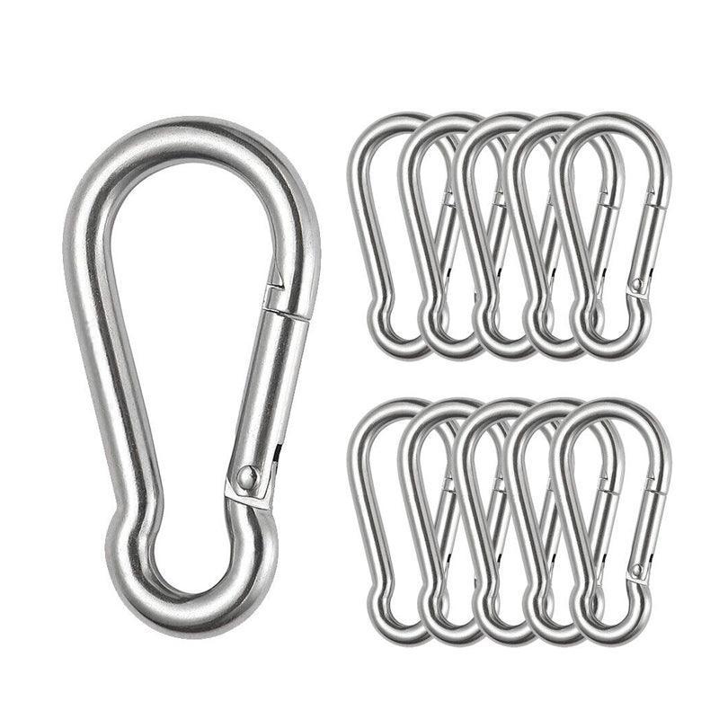 10Pcs Stainless Steel Carabiner Snap Hooks with Keychain for Camping V528-HOOKS-10PCS-80399