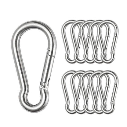 10Pcs Stainless Steel Carabiner Snap Hooks with Keychain for Camping V528-HOOKS-10PCS-80399