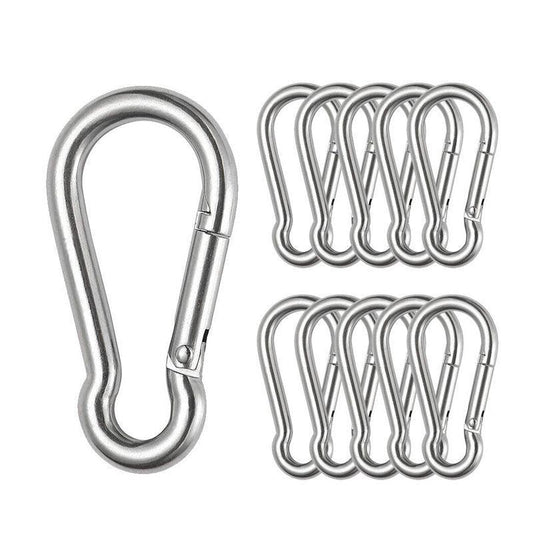 10Pcs Stainless Steel Carabiner Snap Hooks with Keychain for Camping V528-HOOKS-10PCS-80399