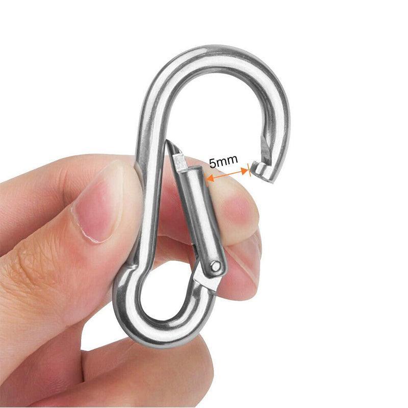 10Pcs Stainless Steel Carabiner Snap Hooks with Keychain for Camping V528-HOOKS-10PCS-80399