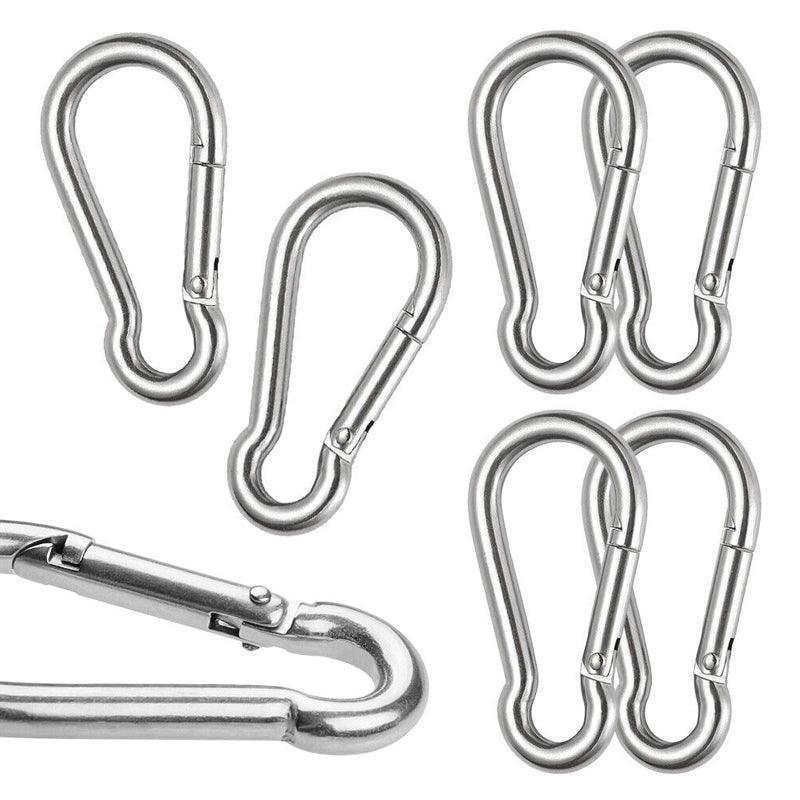 10Pcs Stainless Steel Carabiner Snap Hooks with Keychain for Camping V528-HOOKS-10PCS-80399