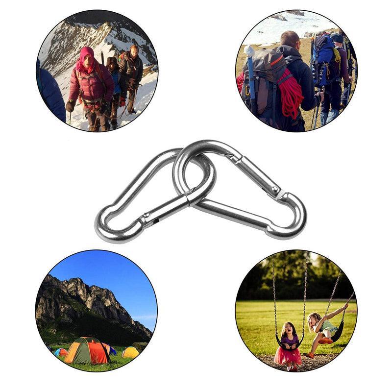 10Pcs Stainless Steel Carabiner Snap Hooks with Keychain for Camping V528-HOOKS-10PCS-80399