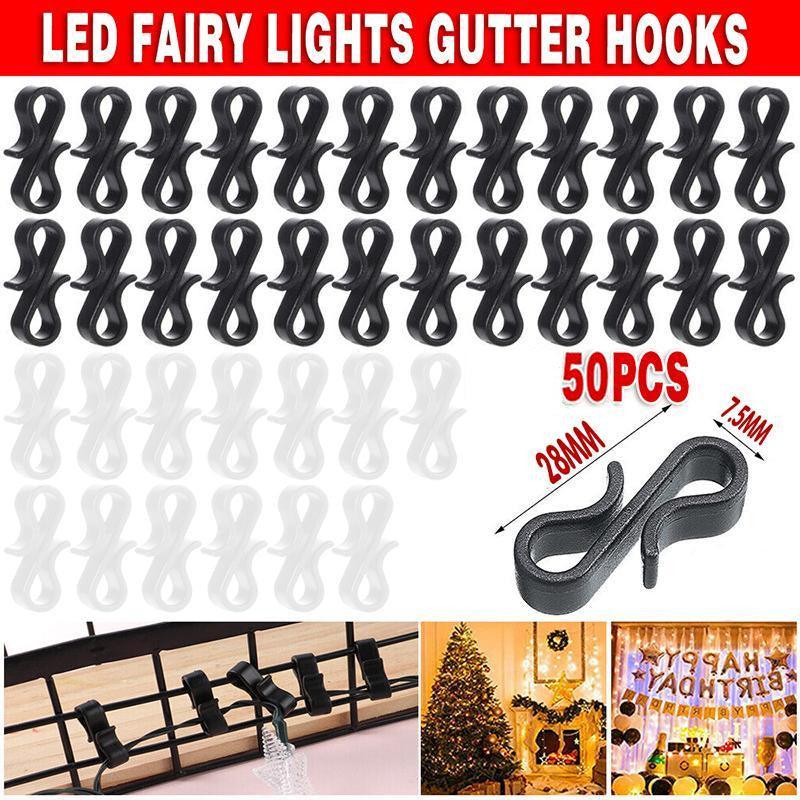 50PCS Led Fairy Lights Gutter Hooks Heavy Duty Clips Party Led Fairy Light - White V528-HOOKUP-WHITE-50PCS-91184