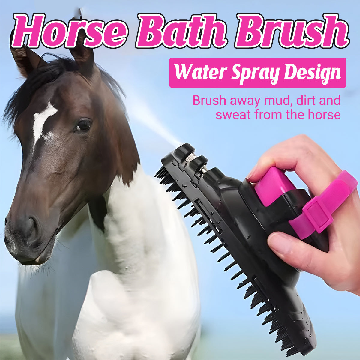 Horse Bath Brush Grooming Massage Comb Soft Bristle Cleaning Tool For Equine Use V528-HORSE-BRUSH-557184