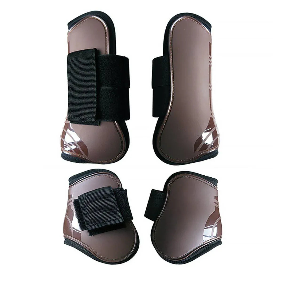 4pcs Show Jumping Horse Leg Warmers Gaiters for Joint Protection Equine Gear - Brown V528-HORSE-GAITERS-BROWN-L-636494