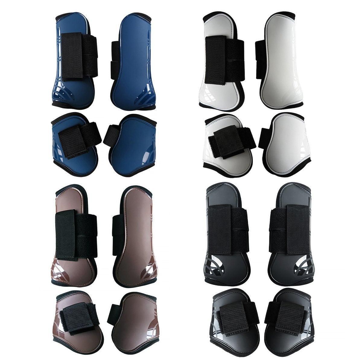 4pcs Show Jumping Horse Leg Warmers Gaiters for Joint Protection Equine Gear - Brown V528-HORSE-GAITERS-BROWN-L-636494