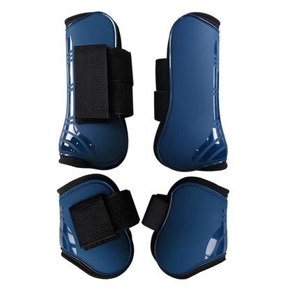 4pcs Show Jumping Horse Leg Warmers Gaiters for Joint Protection Equine Gear - Navy V528-HORSE-GAITERS-NAVY-L-299189