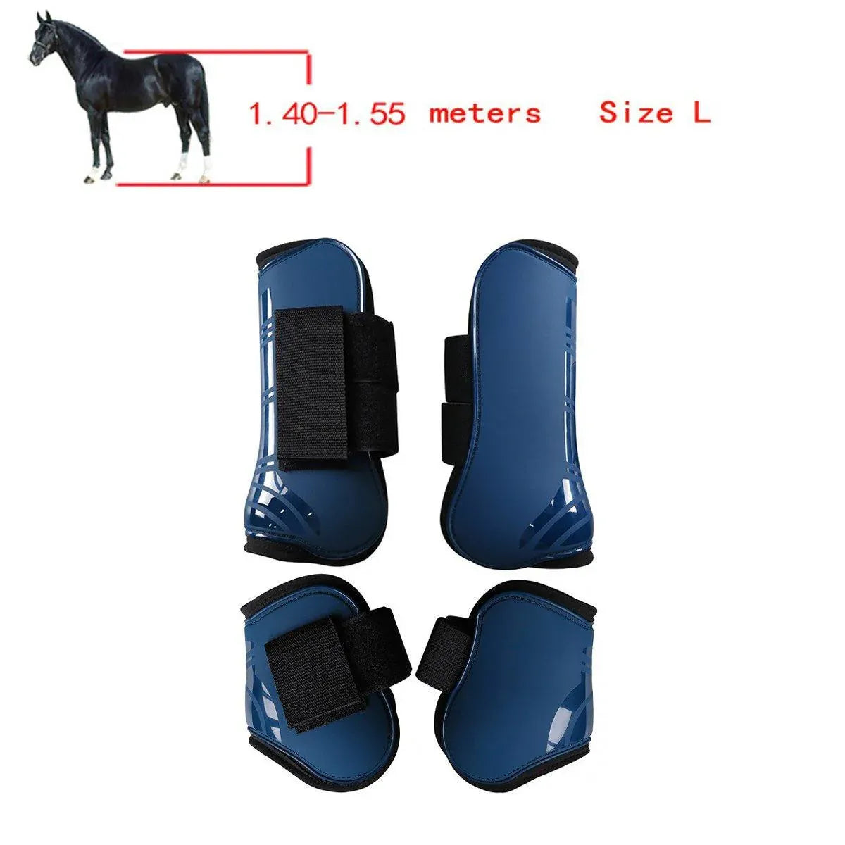 4pcs Show Jumping Horse Leg Warmers Gaiters for Joint Protection Equine Gear - Navy V528-HORSE-GAITERS-NAVY-L-299189