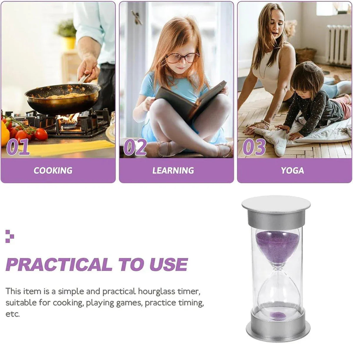 10/15/30 Minute Hourglass Timer Sand Timer for Home Office and Classroom Use - Purple-10min V528-HOURGLASS-PURPLE-10M-964587