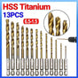 13pcs Quick Change Hss Titanium Drill Bits Hex Shank Set Soft Metal Wood Timber V528-HSSTITANIUM-13PCS-651876