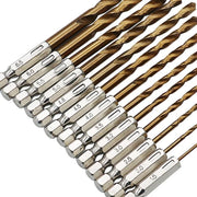 13pcs Quick Change Hss Titanium Drill Bits Hex Shank Set Soft Metal Wood Timber V528-HSSTITANIUM-13PCS-651876
