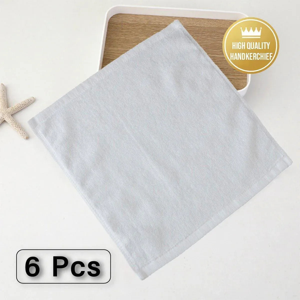 6PCS Hotel Cotton Face Towel White Soft Square Cloth Beauty Salon KTV Thick Wash - 32x32cm-Pearl satin-60g V528-HT-60G-32-32-6PCS-898566