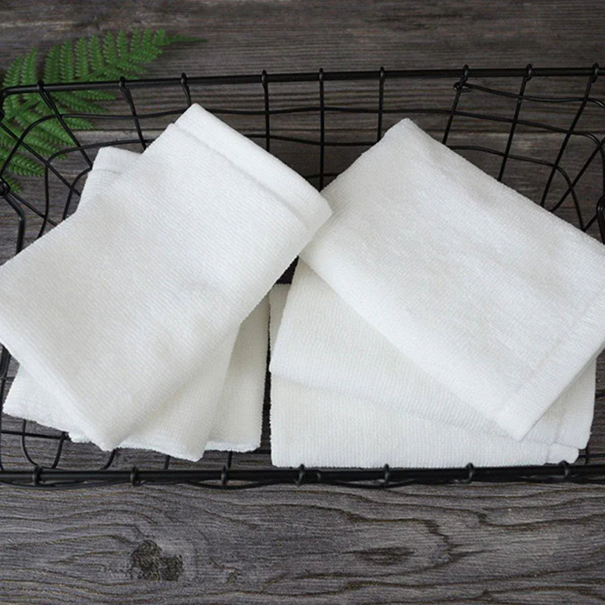 6PCS Hotel Cotton Face Towel White Soft Square Cloth Beauty Salon KTV Thick Wash - 32x32cm-Pearl satin-60g V528-HT-60G-32-32-6PCS-898566