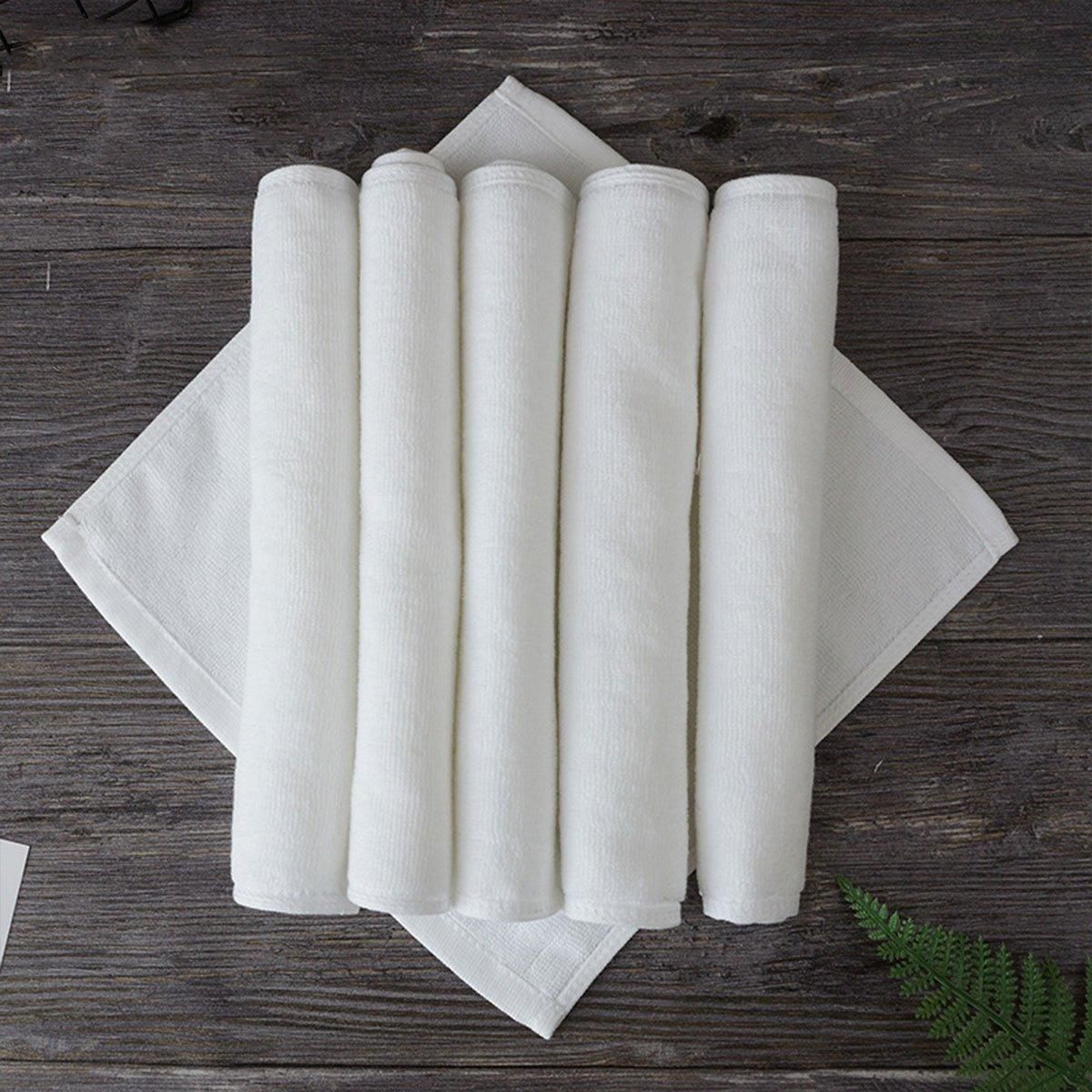 6PCS Hotel Cotton Face Towel White Soft Square Cloth Beauty Salon KTV Thick Wash - 35x35cm-Patternless-70g V528-HT-70G-35-35-6PCS-318866