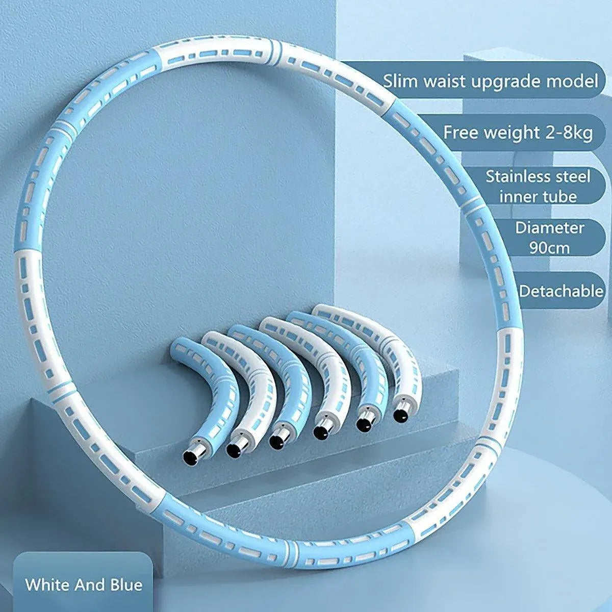 Detachable Weighted Hula Hoop Fitness Equipment for Home Exercise Use - Blue Pink V528-HULA-HOOP-BLUE-PINK-633612