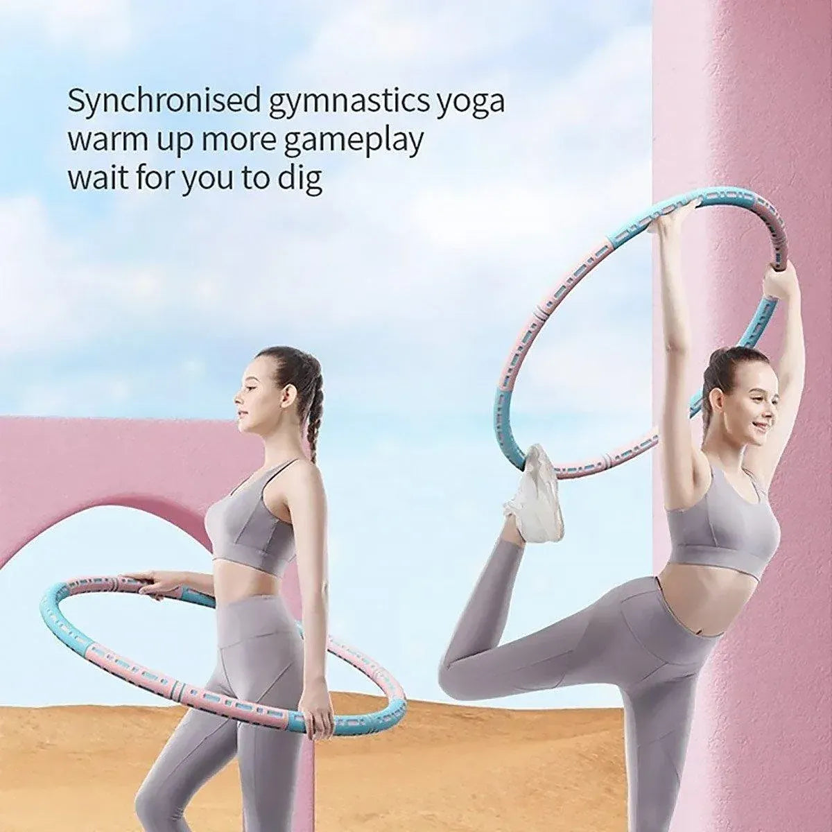 Detachable Weighted Hula Hoop Fitness Equipment for Home Exercise Use - Blue Pink V528-HULA-HOOP-BLUE-PINK-633612