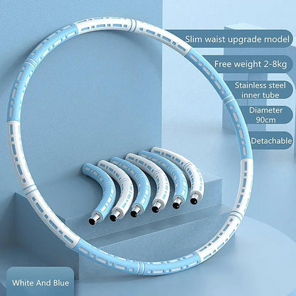 Detachable Weighted Hula Hoop Fitness Equipment for Home Exercise Use - White Purple V528-HULA-HOOP-WHITE-PURPLE-996791