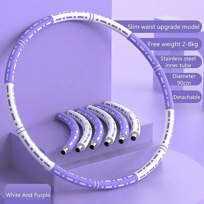Detachable Weighted Hula Hoop Fitness Equipment for Home Exercise Use - White Purple V528-HULA-HOOP-WHITE-PURPLE-996791