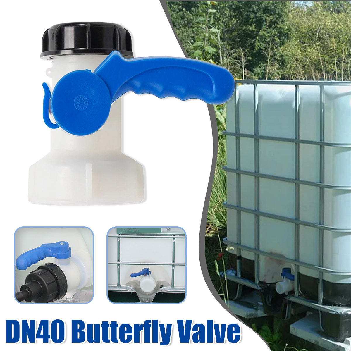 IBC Tank Valve Fittings DN40 Ball Valve Butterfly Valve Barrel Adapter 1000L V528-IBC-TANK-VALVE-DN40-SLYT-62MM-838633