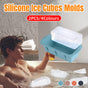 2pcs Large Capacity Ice Cube Tray Mold Rectangle Silicone Ice Grid Maker Kitchen - Blue V528-ICE-2PCS-BLUE-989182