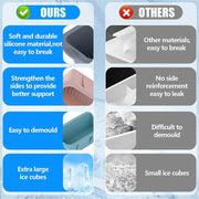 2pcs Large Capacity Ice Cube Tray Mold Rectangle Silicone Ice Grid Maker Kitchen - Blue V528-ICE-2PCS-BLUE-989182