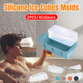 2pcs Large Capacity Ice Cube Tray Mold Rectangle Silicone Ice Grid Maker Kitchen - Orange V528-ICE-2PCS-ORANGE-752425