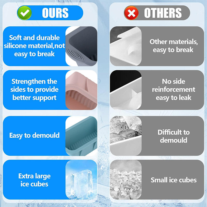 2pcs Large Capacity Ice Cube Tray Mold Rectangle Silicone Ice Grid Maker Kitchen - Pink V528-ICE-2PCS-PINK-655292