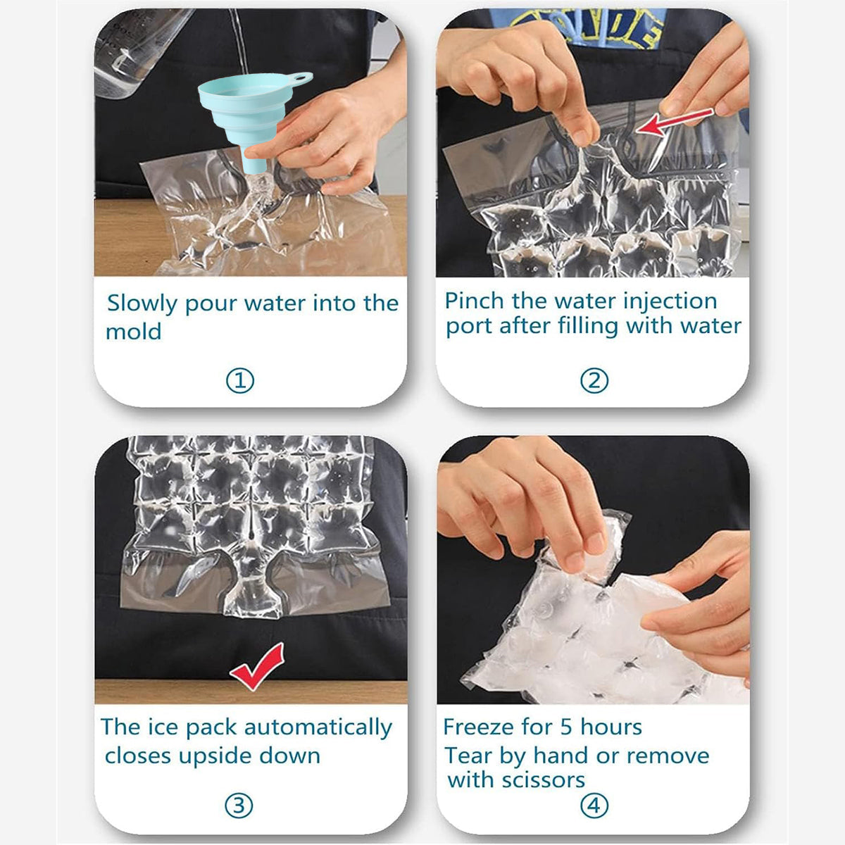 Disposable Ice Pack Bag 100PCS Water Injection Ice Cube Mold Tear Ice Grid V528-ICE-BAG-100PCS-24-925032