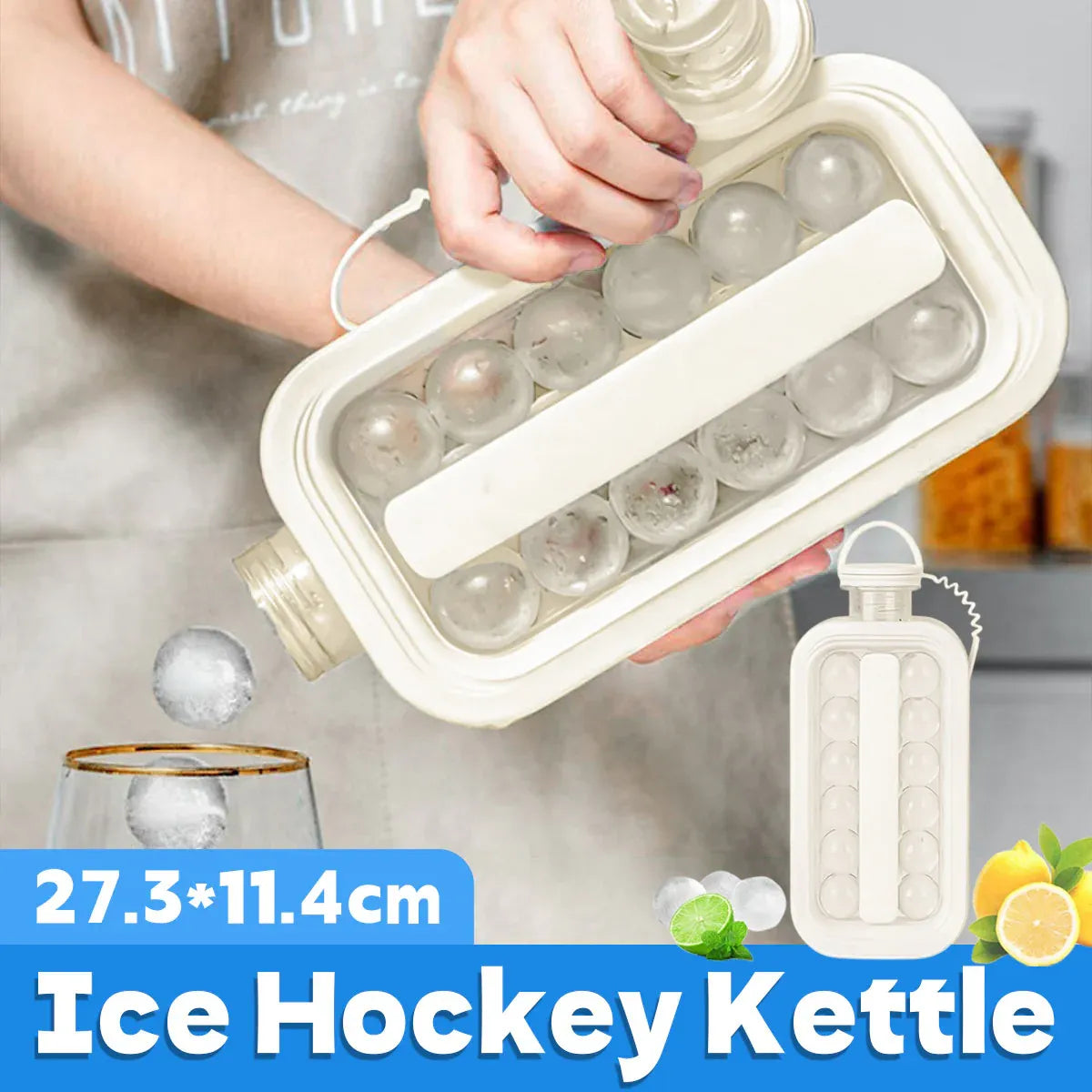 Portable Ice Hockey Pot Ice Cube Tray Water Bottle Clear Household Ice Maker V528-ICE-BALL-KETTLE-WHITE-797552
