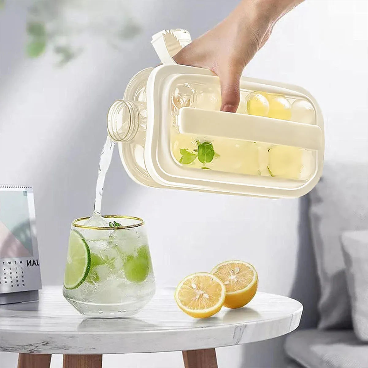Portable Ice Hockey Pot Ice Cube Tray Water Bottle Clear Household Ice Maker V528-ICE-BALL-KETTLE-WHITE-797552