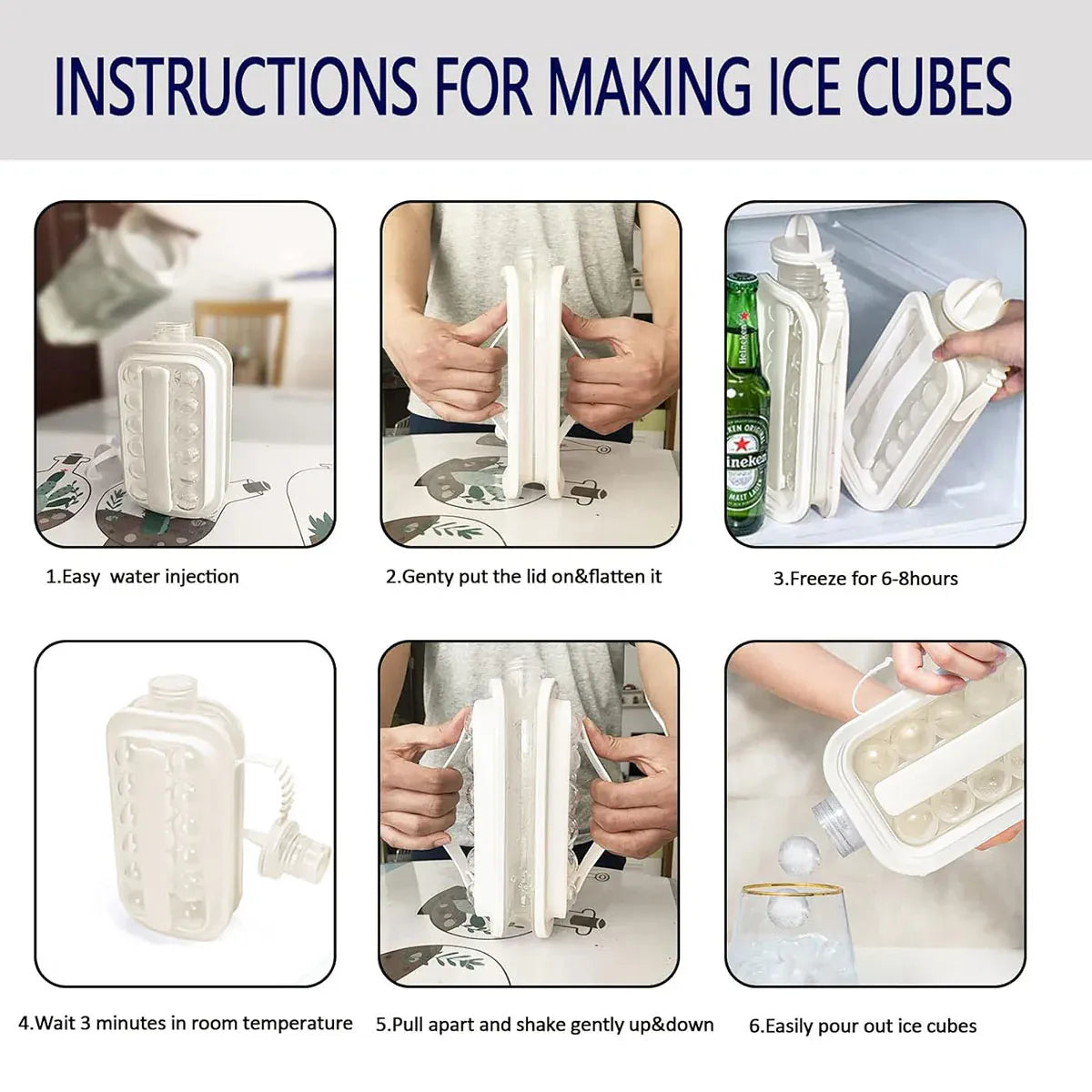 Portable Ice Hockey Pot Ice Cube Tray Water Bottle Clear Household Ice Maker V528-ICE-BALL-KETTLE-WHITE-797552