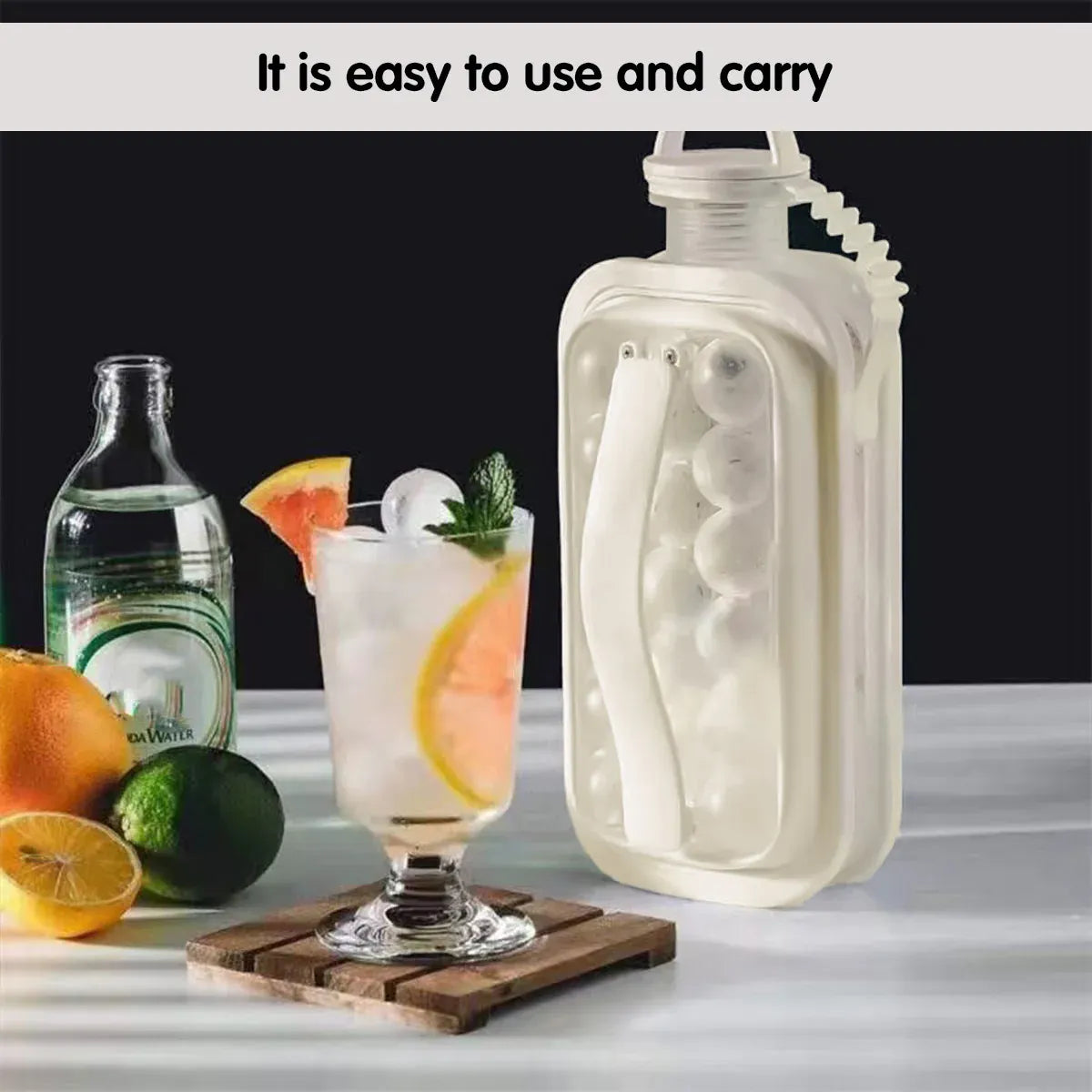 Portable Ice Hockey Pot Ice Cube Tray Water Bottle Clear Household Ice Maker V528-ICE-BALL-KETTLE-WHITE-797552