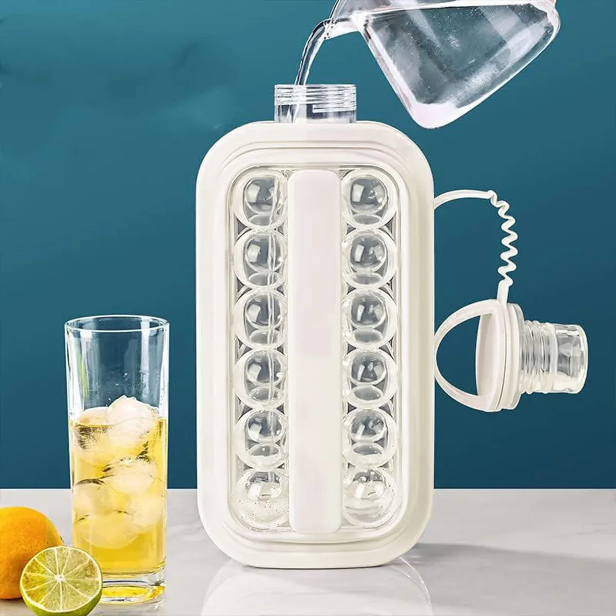 Portable Ice Hockey Pot Ice Cube Tray Water Bottle Clear Household Ice Maker V528-ICE-BALL-KETTLE-WHITE-797552