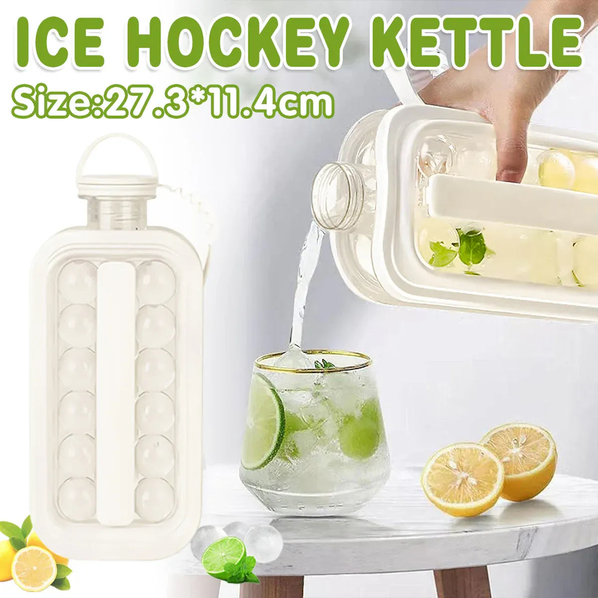 Portable Ice Hockey Pot Ice Cube Tray Water Bottle Clear Household Ice Maker V528-ICE-BALL-KETTLE-WHITE-797552