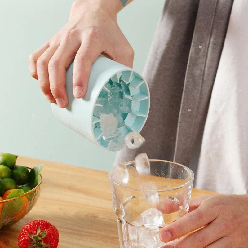 Silicone Ice Cube Tray Mould Ice Box Compartment Bucket for Easy Ice Making - Blue V528-ICE-BLUE-105205