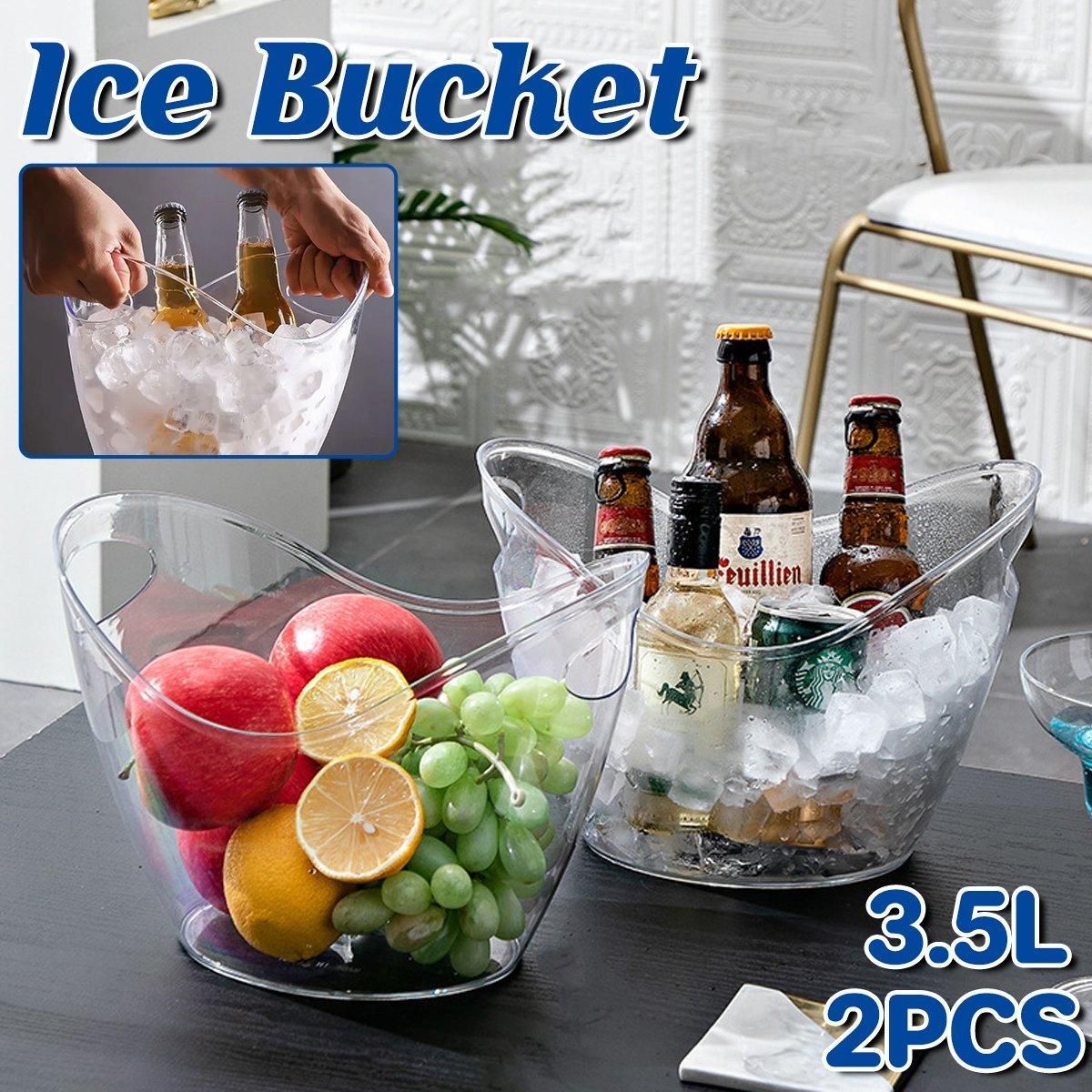 2PCS Transparent 3.5L Ice Bucket Large Capacity Wine Beer Cooler Picnic Basket V528-ICE-BUCKET-2PCS-114879