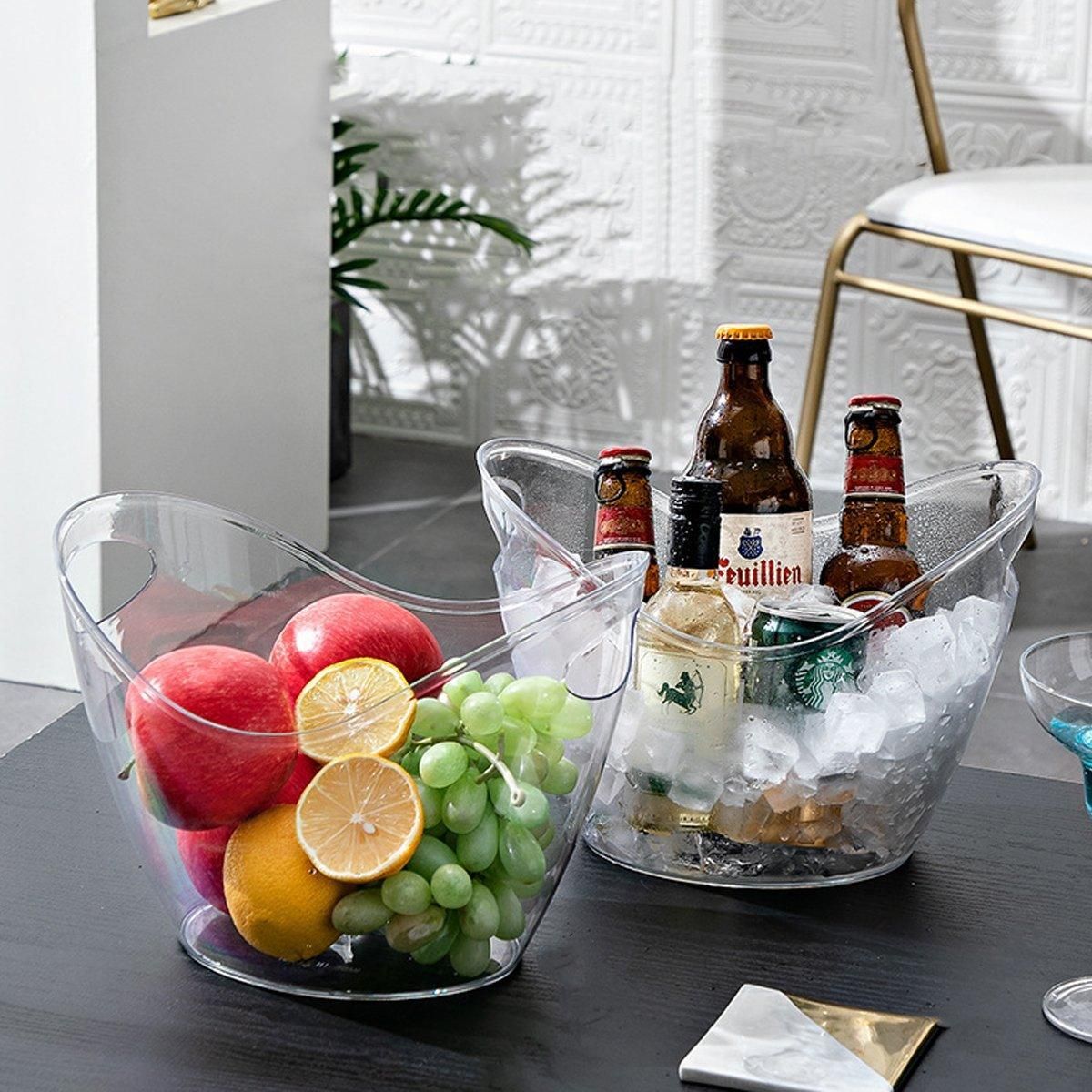 2PCS Transparent 3.5L Ice Bucket Large Capacity Wine Beer Cooler Picnic Basket V528-ICE-BUCKET-2PCS-114879