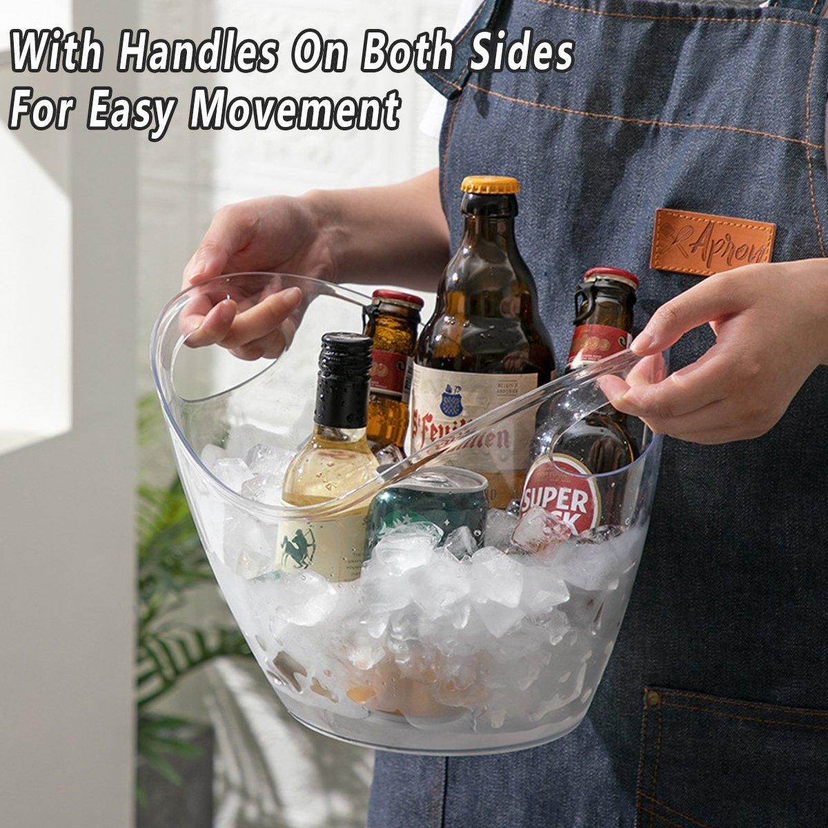 2PCS Transparent 3.5L Ice Bucket Large Capacity Wine Beer Cooler Picnic Basket V528-ICE-BUCKET-2PCS-114879
