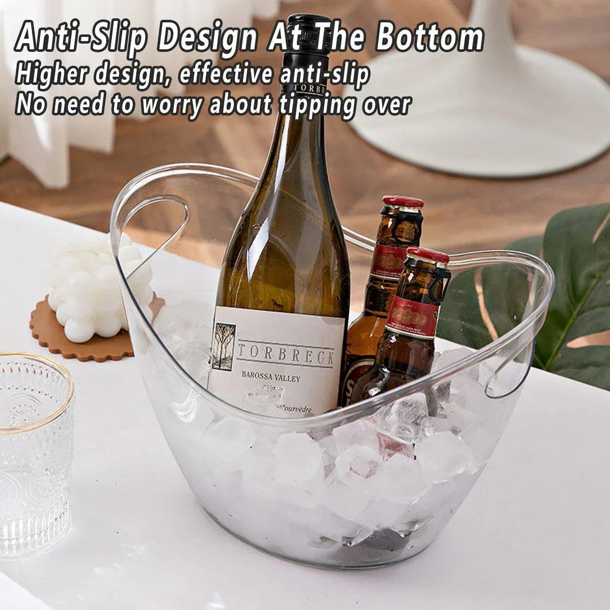 2PCS Transparent 3.5L Ice Bucket Large Capacity Wine Beer Cooler Picnic Basket V528-ICE-BUCKET-2PCS-114879
