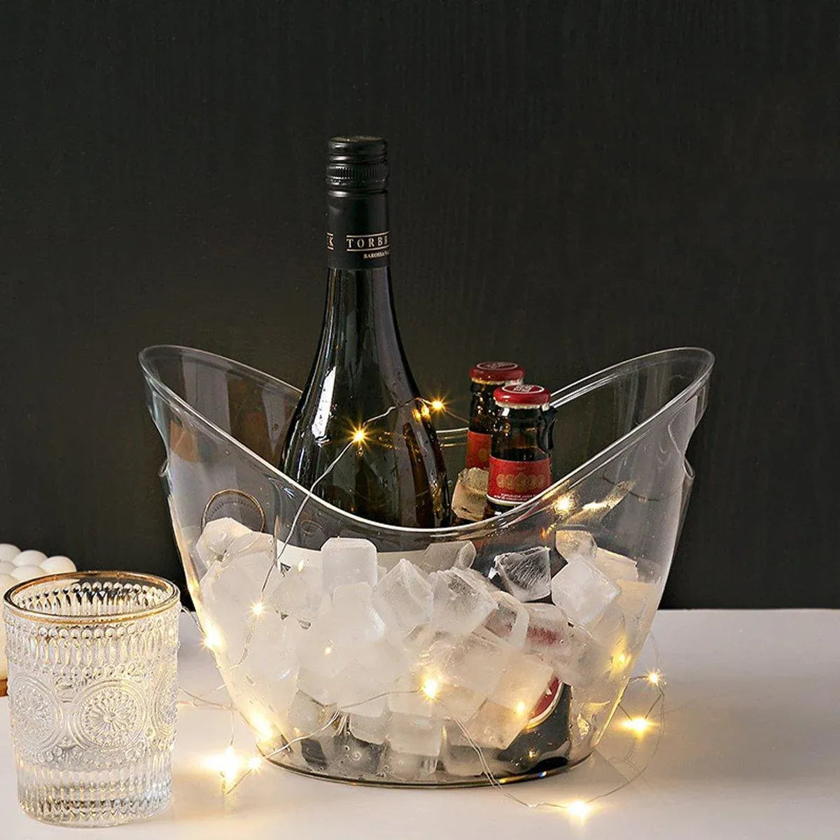 2PCS Transparent 3.5L Ice Bucket Large Capacity Wine Beer Cooler Picnic Basket V528-ICE-BUCKET-2PCS-114879