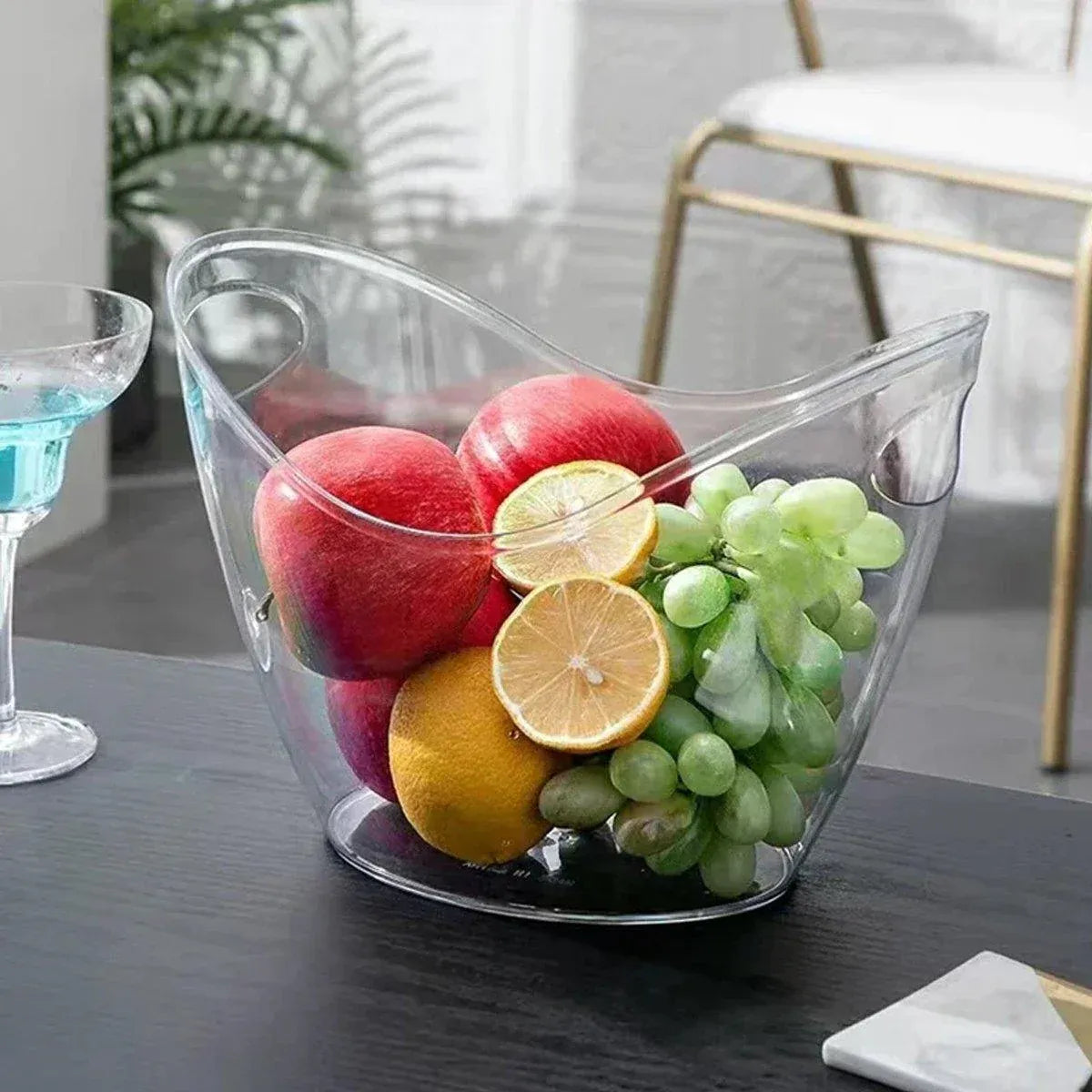 2PCS Transparent 3.5L Ice Bucket Large Capacity Wine Beer Cooler Picnic Basket V528-ICE-BUCKET-2PCS-114879