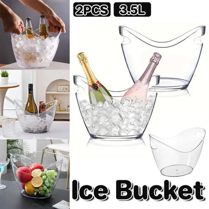 2PCS Transparent 3.5L Ice Bucket Large Capacity Wine Beer Cooler Picnic Basket V528-ICE-BUCKET-2PCS-114879